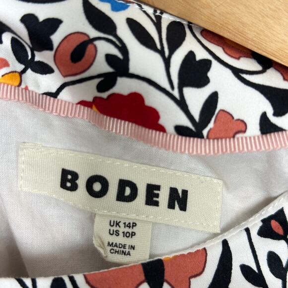 BODEN Cotton Mini Shift Dress Enchanting Bloom Floral Red Orange Sz 10 P {3R24} - Picture 4 of 5